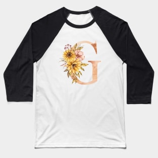 Watercolor sunflower bouquet monogram letter G Baseball T-Shirt